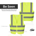 Gelbe reflektierende Arbeitskleidung ANSI / ISEA High Visibility Sicherheitsweste mit Reißverschluss